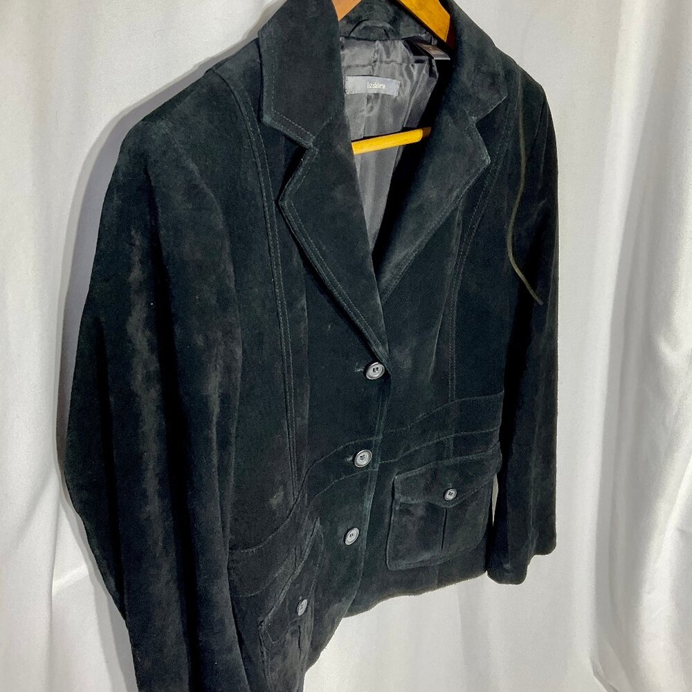 Liz Claiborne Size Med Petite Black Suede Blazer